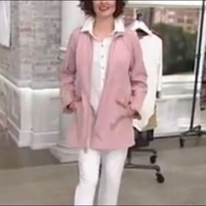 Dennis Basso Water Resistant Ruffle Hem Coat